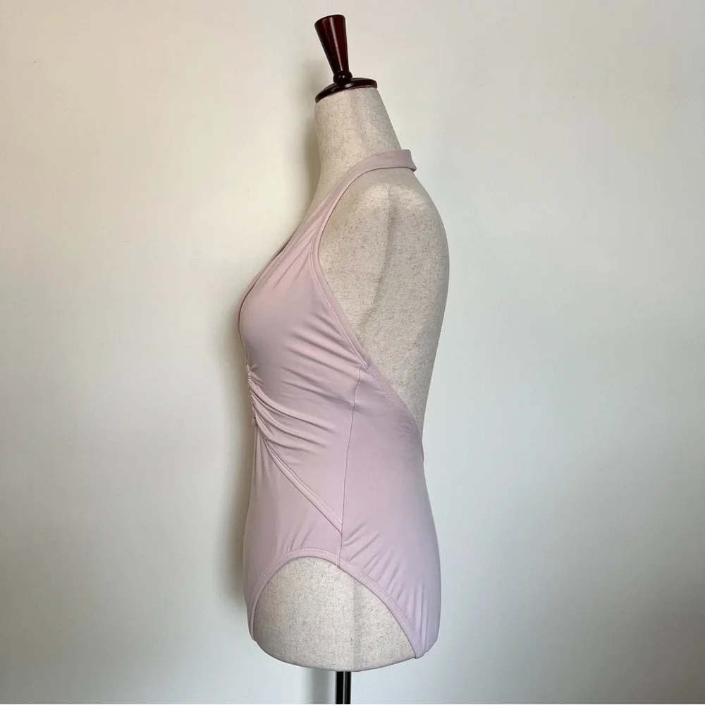 Anne Cole Light Pink Plunging Halter O-Ring One Piece Swimsuit Size 10